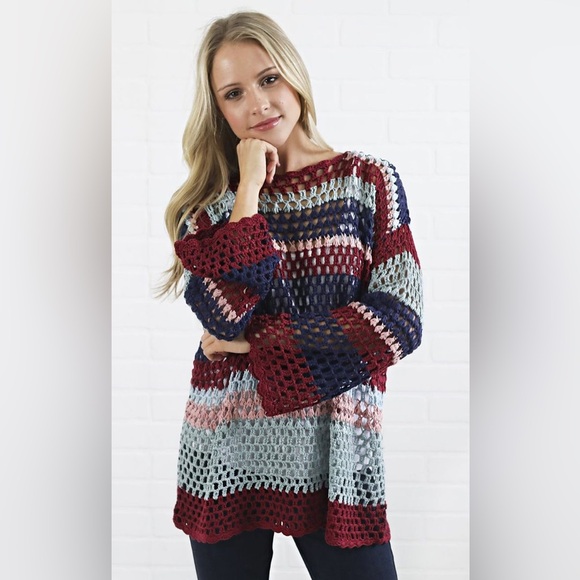 Show Me Your Mumu Stripe Knit Paula Pullover Color Block Size Small - Picture 1 of 6